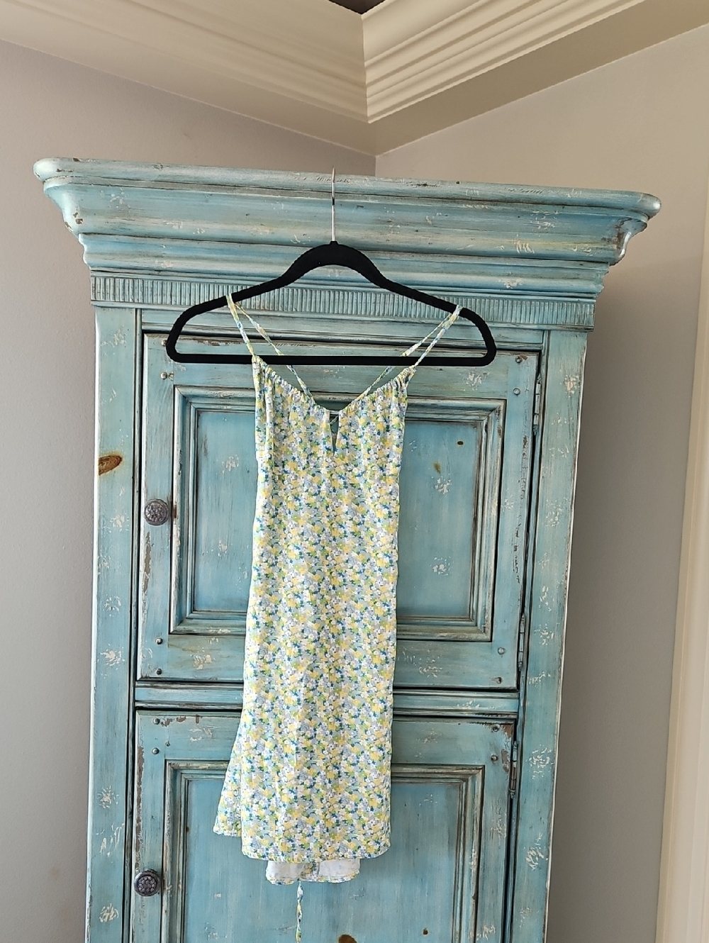LIKE NEW NEVER WORN Floral Slip Chemise Nightdress - Yellow & Blue